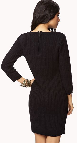 Forever 21 Essential Cable Sweater Dress in Black