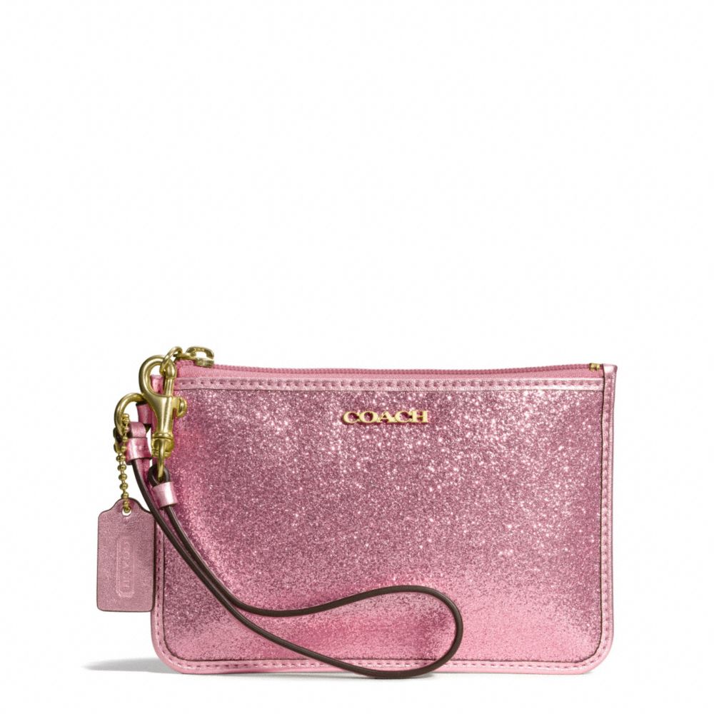 Coach Small Wristlet in Glitter Fabric in Pink (BRASS/PINK) | Lyst