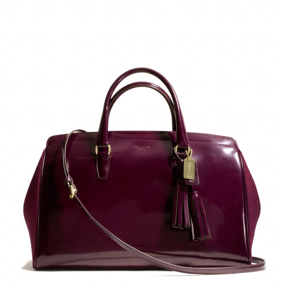 Coach Legacy Legacy Pinnacle Large Lowell Satchel in Polished Calf Leather with Felt Gold/Merlot | coach fall 2013 handbags