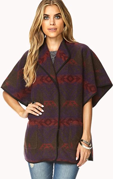 Forever 21 Out West Poncho Jacket in Brown (BROWNRUST) | Lyst