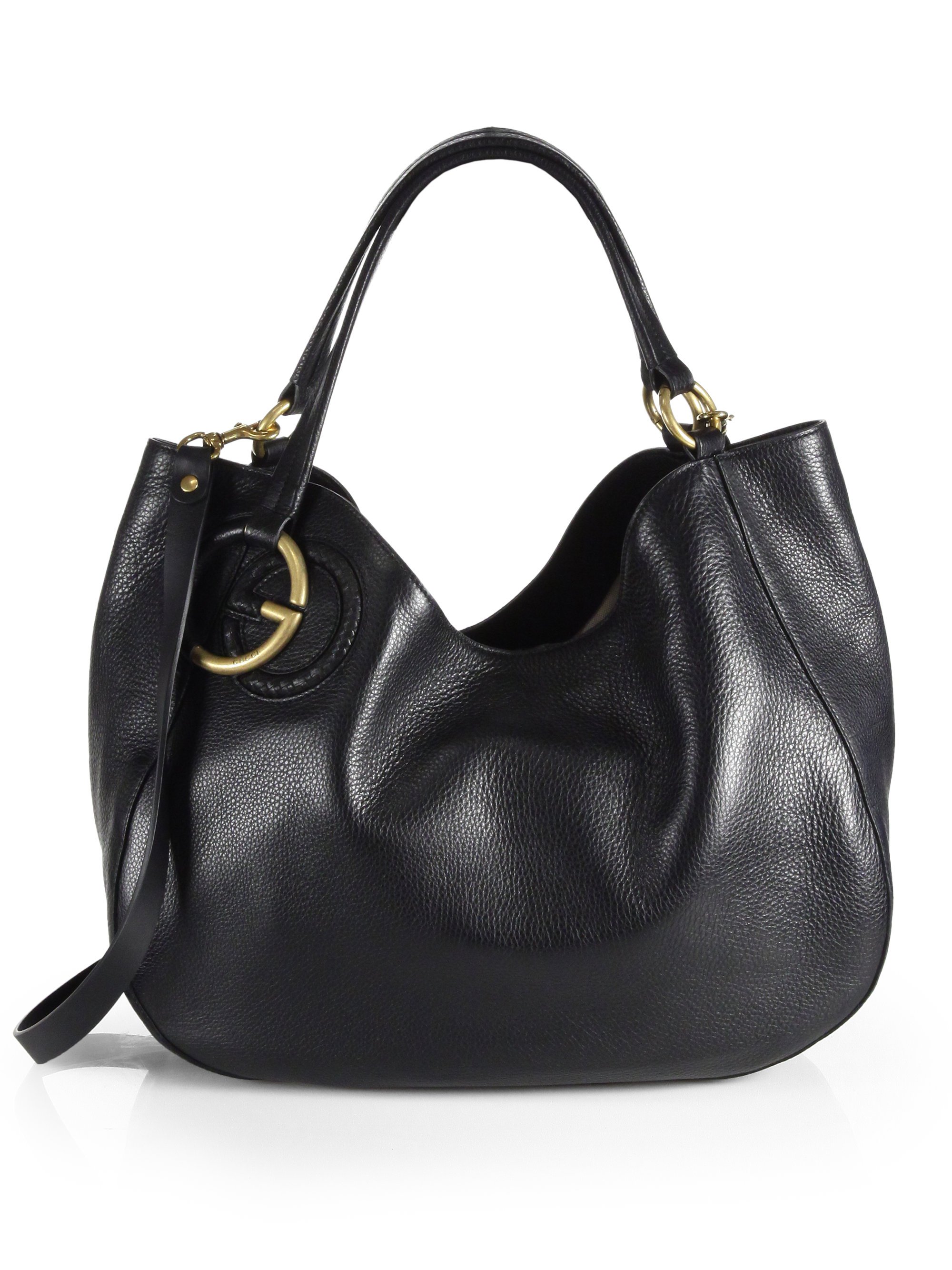 Gucci Black Leather Handbag. Gucci Women's Leather 2 Way Convertible GG