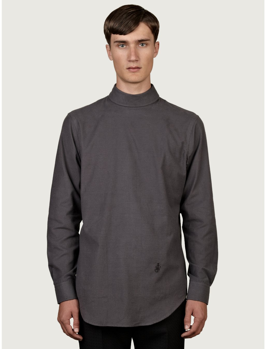 J.w. Anderson Mens Grey Priest Collar Shirt in Gray for Men (grey) Lyst