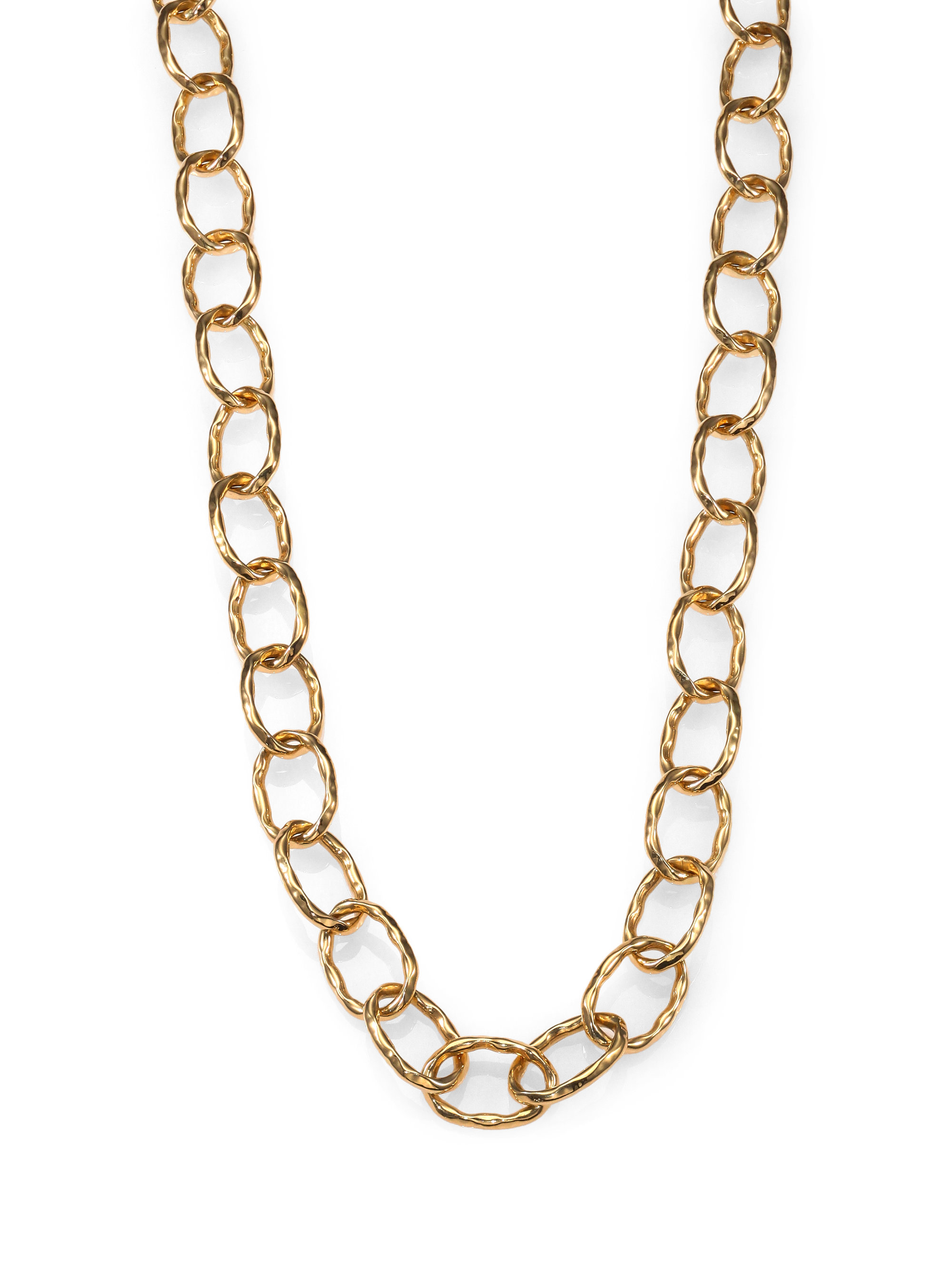 Roberto Coin 18k Gold Hammered Chain Link Necklace in Gold ...