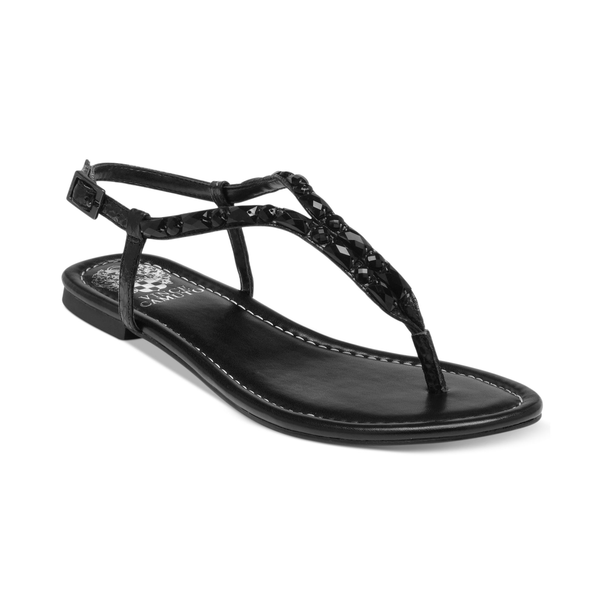 Vince Camuto Macha Bling Thong Sandals in Black | Lyst