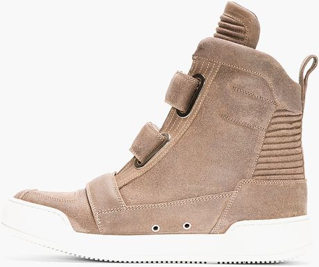 velcro biker suede taupe balmain sneakers shoes