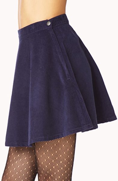 Forever 21 Throwback Corduroy Skater Skirt In Blue Navy Lyst