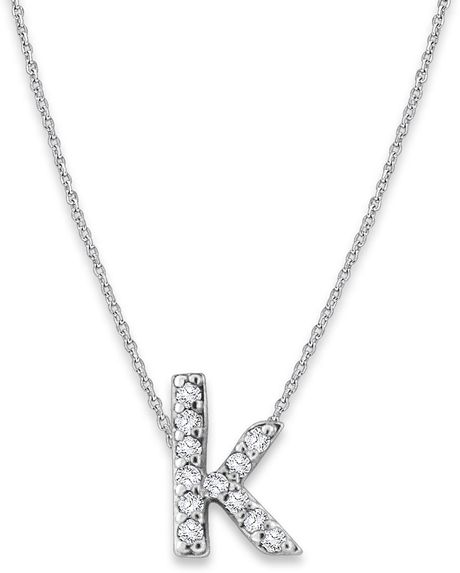 Kc Designs White Gold and Diamond Letter K Necklace in Silver (white)