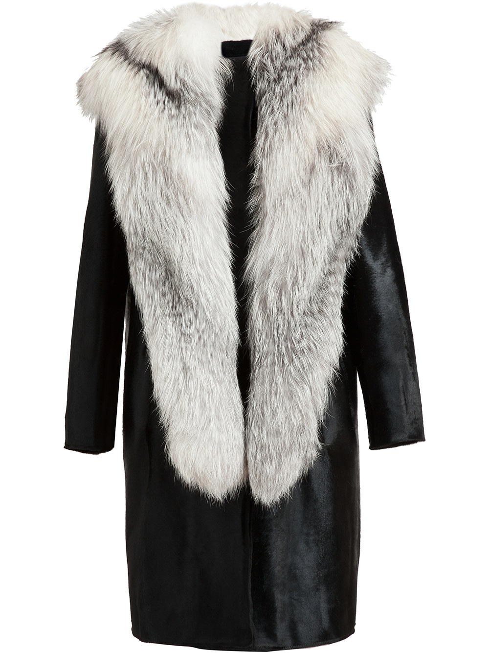 Revillon Fox Mink and Calf Hair Coat in Black Lyst