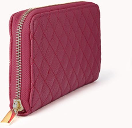 Forever 21 Iconic Quilted Faux Leather Wallet in Pink