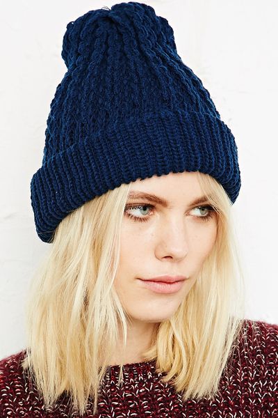 beanie in Chunky Navy in  Blue hats (Navy) Outfitters Urban Knit Beanie outfitters Lyst   urban