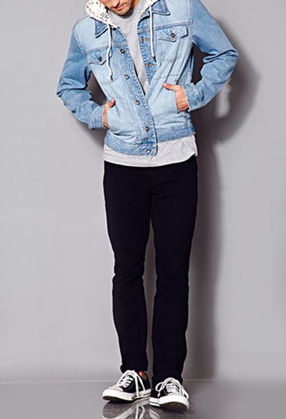 21men Fresh Hooded Denim Jacket in Blue for Men (LIGHT DENIM) | Lyst