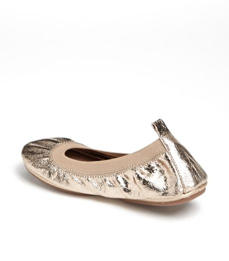 gold foldable ballet flats