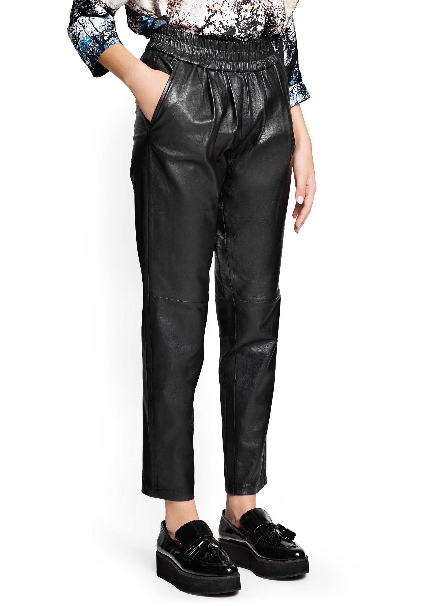 mango faux leather pants