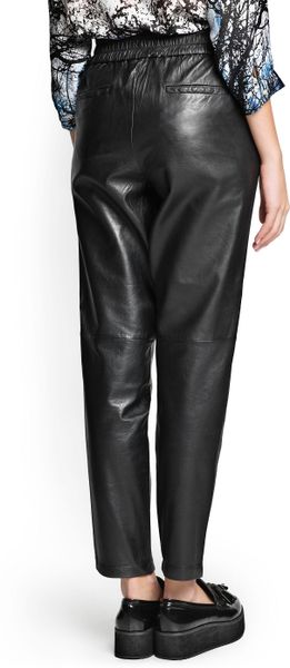 mango black leather pants