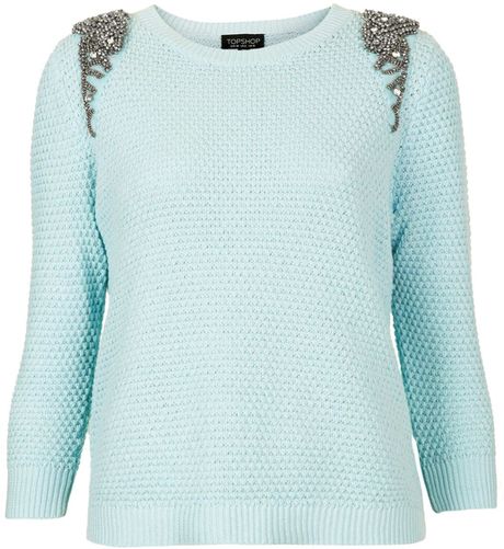 green embellished sweater