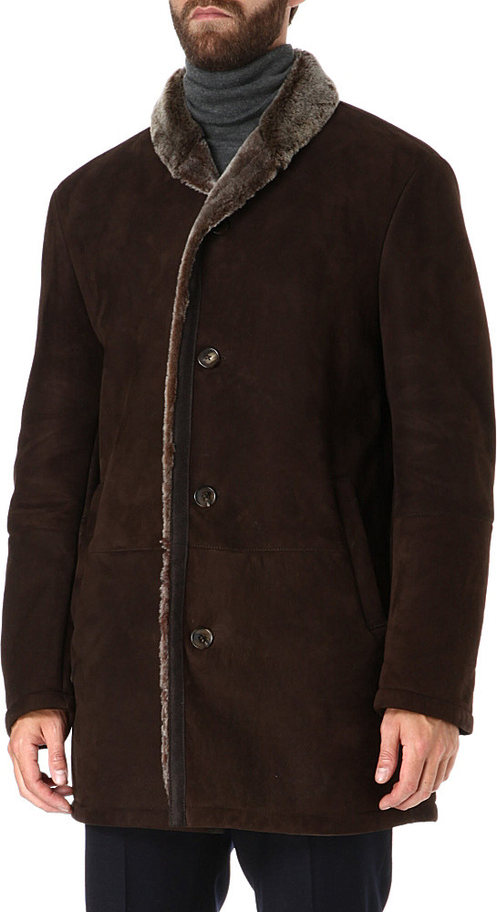 shawl shearling coat