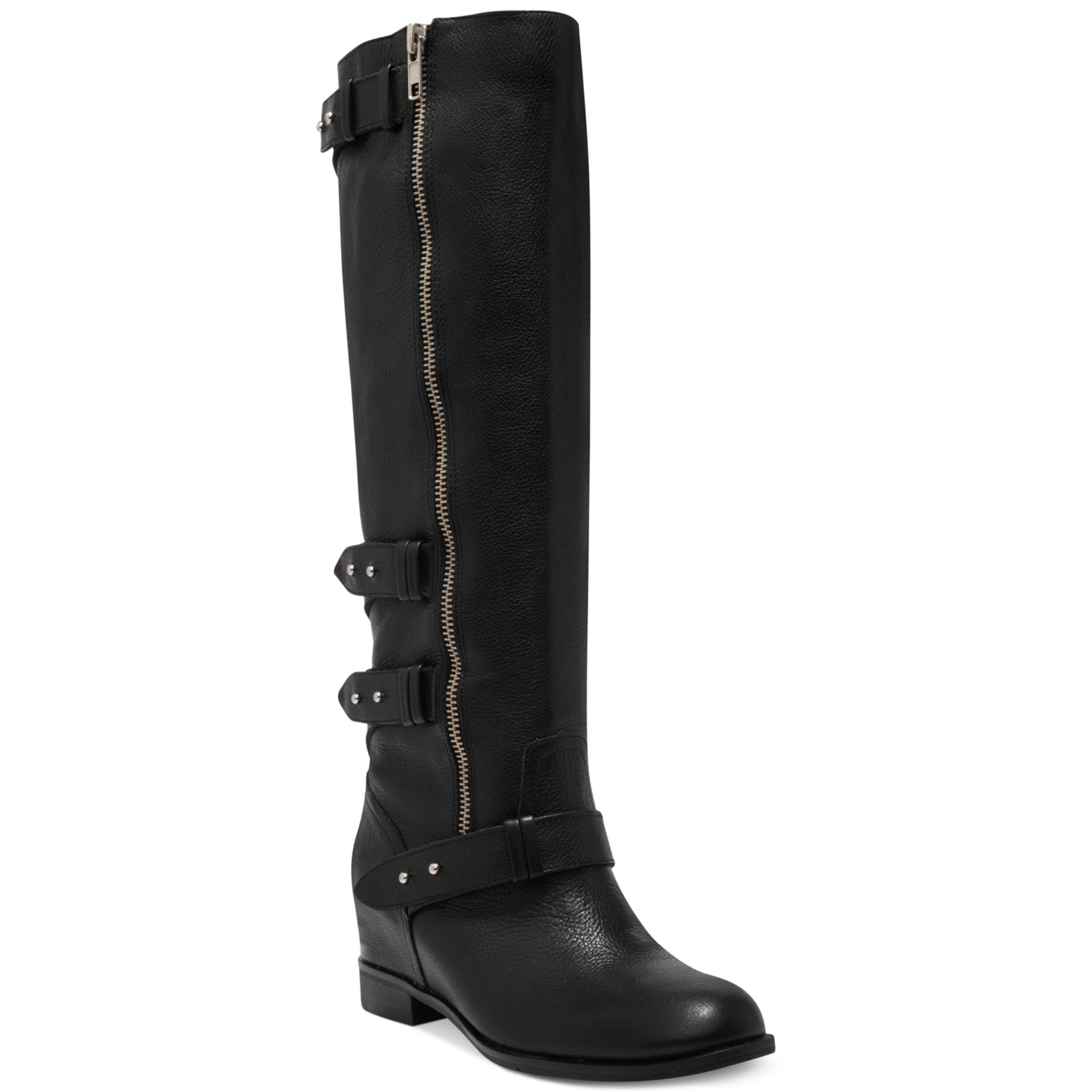 black hidden wedge boots