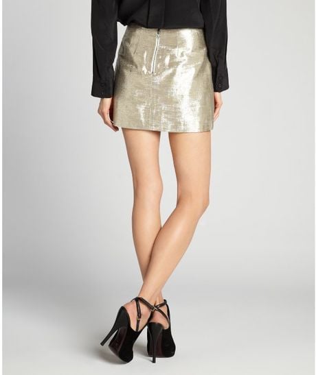 Alice + Olivia Metallic Gold Cotton Blend Mayra Mini Skirt in Gold - Lyst