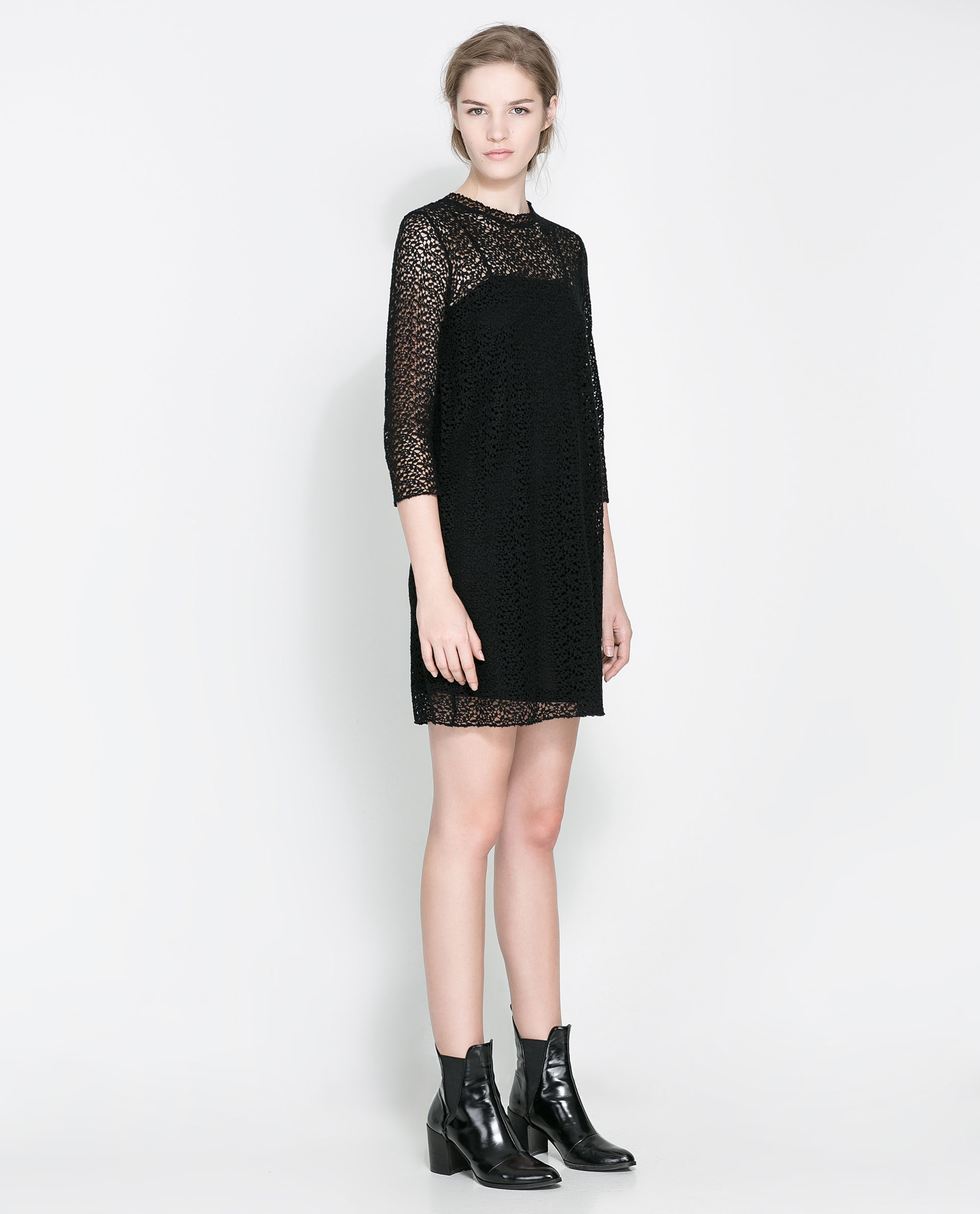 Zara Crochet Dress in Black Lyst