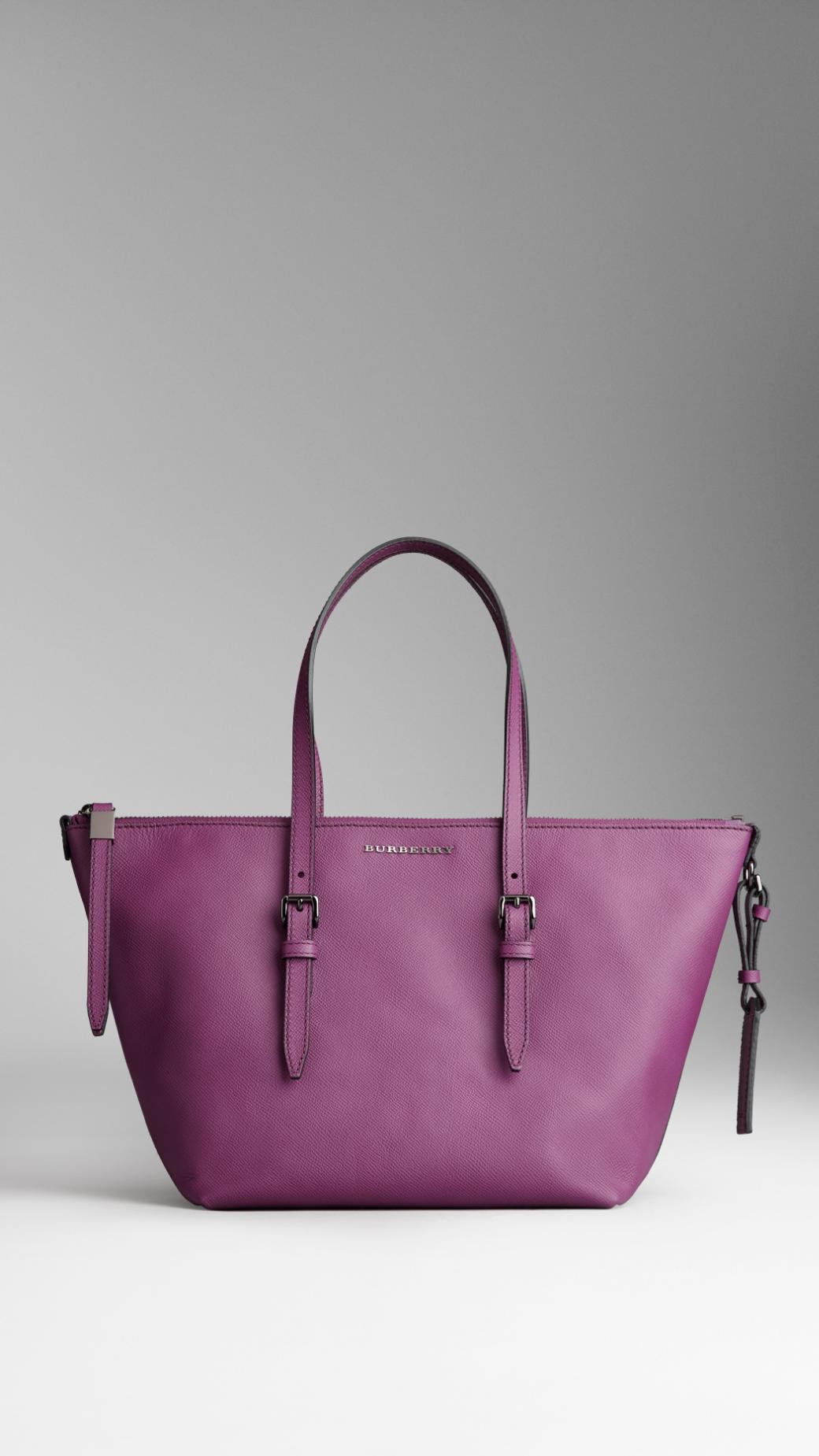 Burberry Small Colour Coated London Leather Tote Bag in Purple