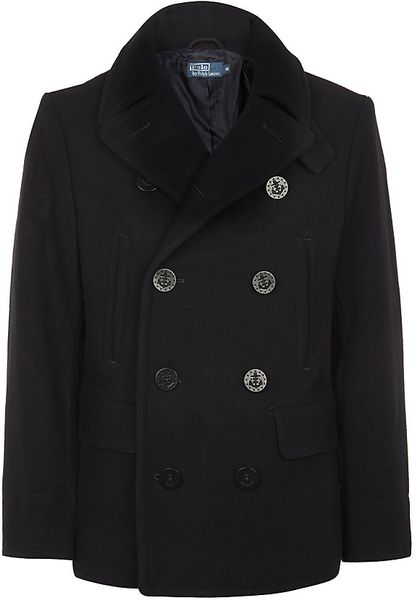 Polo Ralph Lauren Wool Pea Coat In Black For Men Pea Lyst