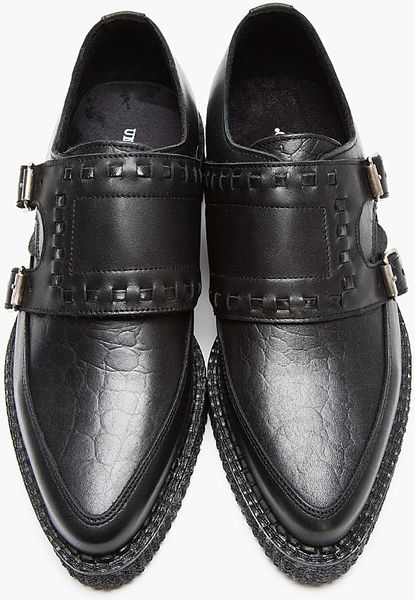 mens black leather creepers