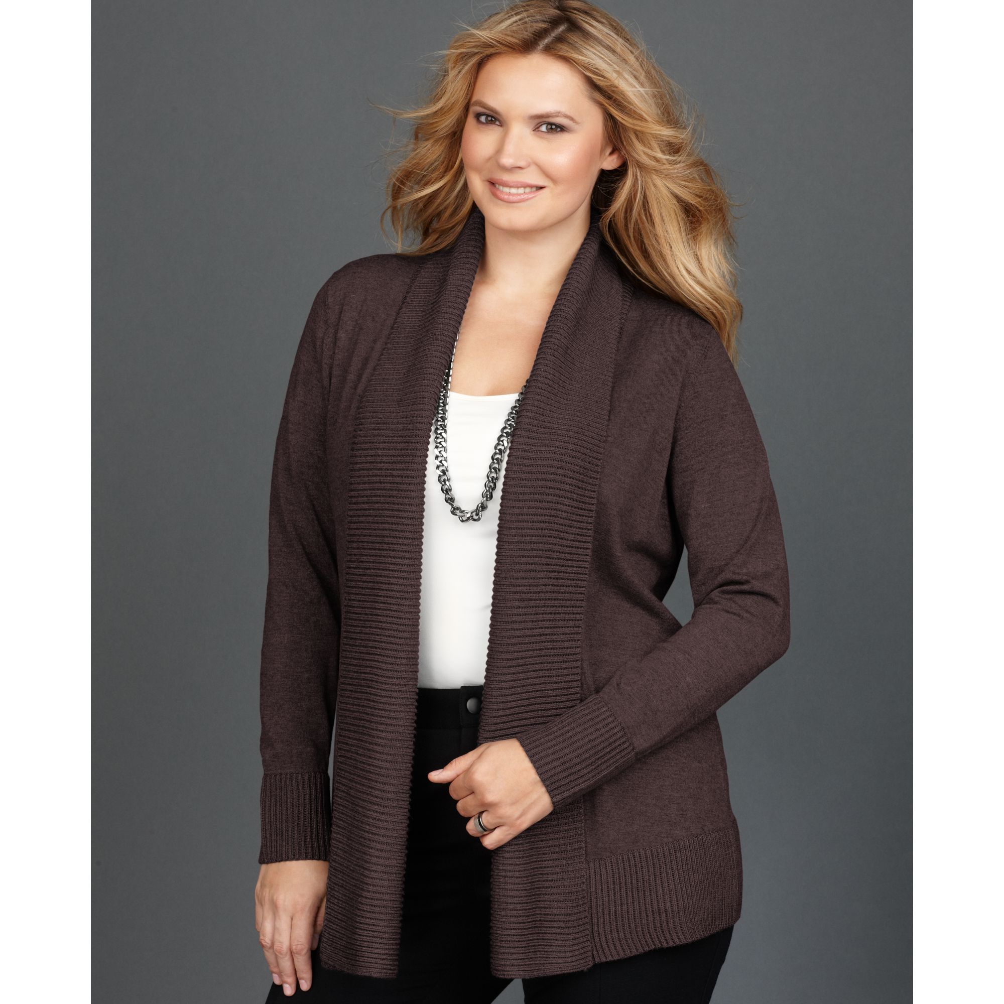 Inc International Concepts Longsleeve Openfront Cardigan in Brown (Brownie) | Lyst