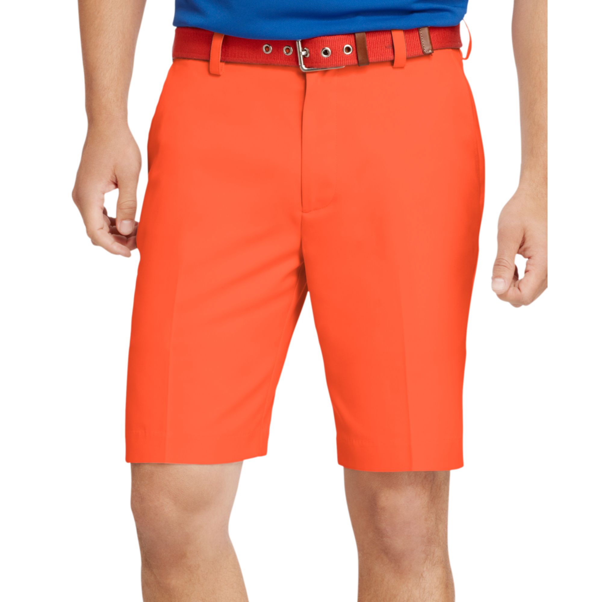 Izod Shorts Lightweight Solid Flat Front Shorts in Orange for Men