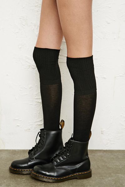 Urban Outfitters Solid Knit Over The Knee Socks in Black in Black ...