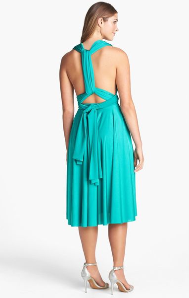 Twobirds Bridesmaid Two birds Convertible Jersey Gown in Green (Kelly ...