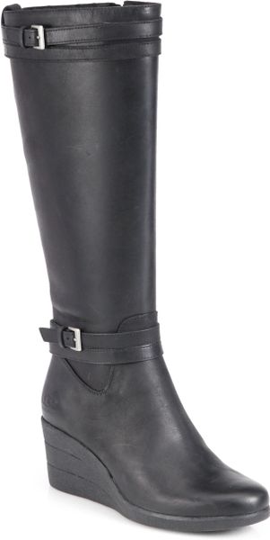 black leather wedge ugg boots