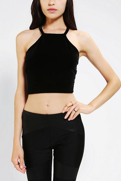 Urban Outfitters Evil Twin Night Returns Velvet Cropped Top in Black ...