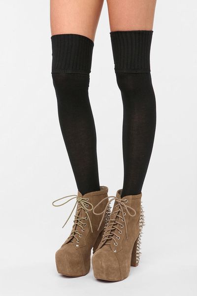 Urban Outfitters Ribbed cuff Over the knee Sock in Black | Lyst