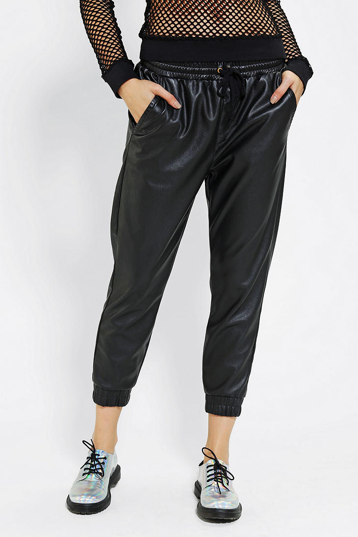 skinny leather joggers