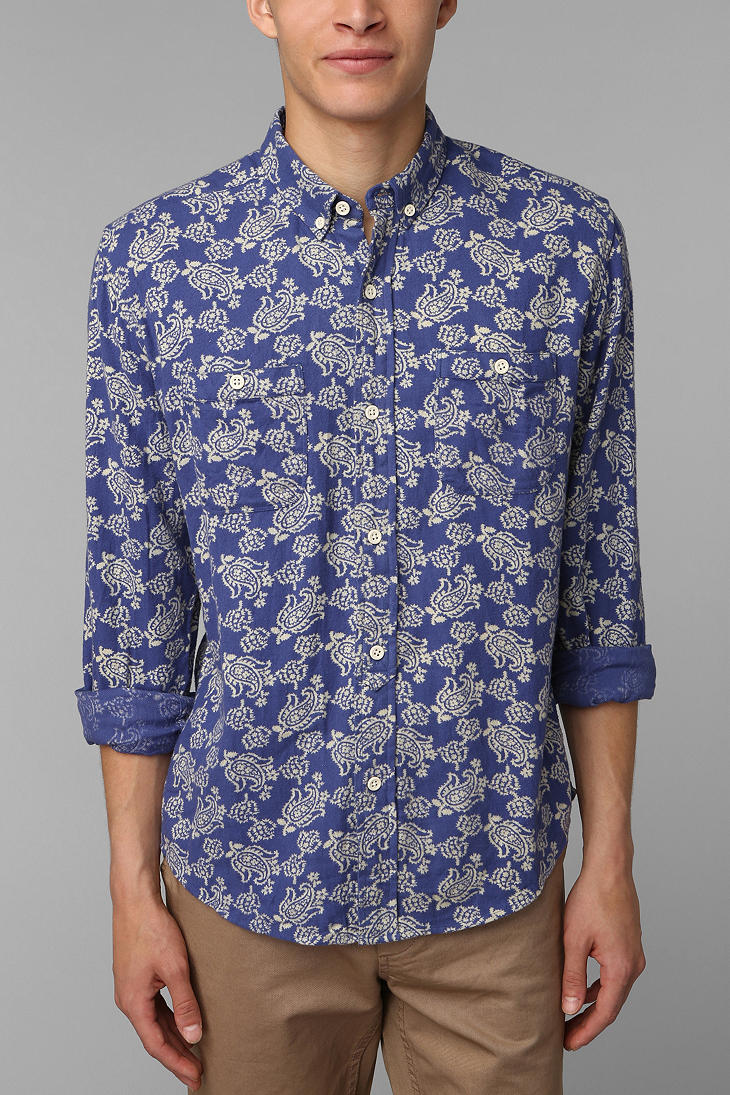 Urban Outfitters Stapleford Rips Paisley Flannel Shirt in Blue for Men ...