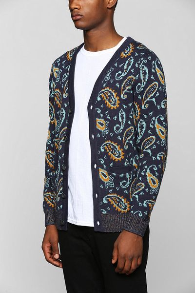 Urban Outfitters Your Neighbors Paisley Intarsia Cardigan in Blue for ...