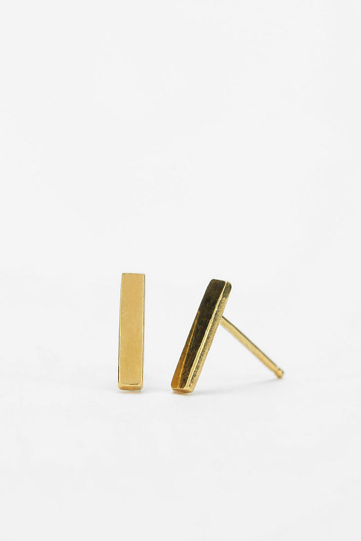 Urban Outfitters Adina Reyter Tiny Bar Stud Earrings in Gold | Lyst