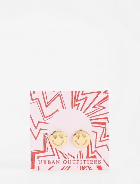 Urban Outfitters Stud Gift Card Earring in Gold (GOLD SMILEY) | Lyst