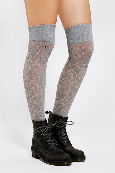 Urban Outfitters Herringbone Pointelle Knee High Socks in Gray (GREY ...