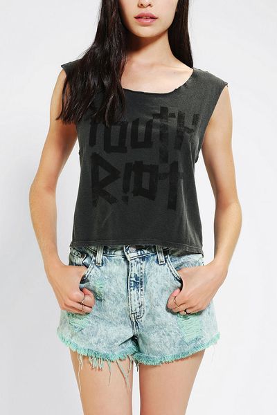 Urban Outfitters Truly Madly Deeply Youth Riot Shredded Muscle Tee in ...