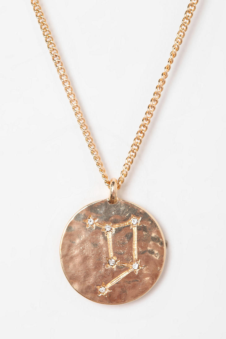 Urban Outfitters Rhinestone Zodiac Necklace in Gold (LIBRA) | Lyst