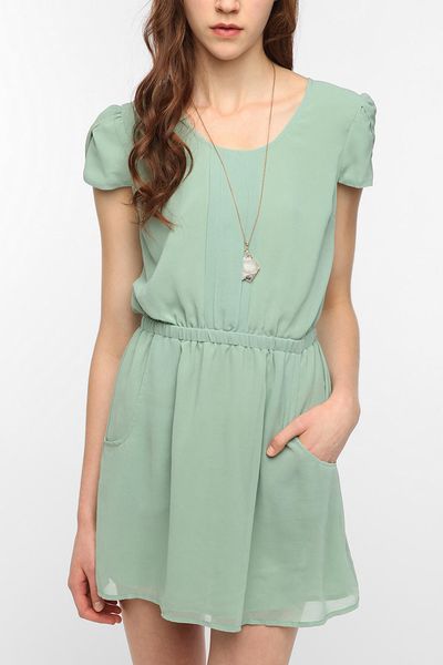 Urban Outfitters Pins and Needles Chiffon Slitback Dress in Green ...