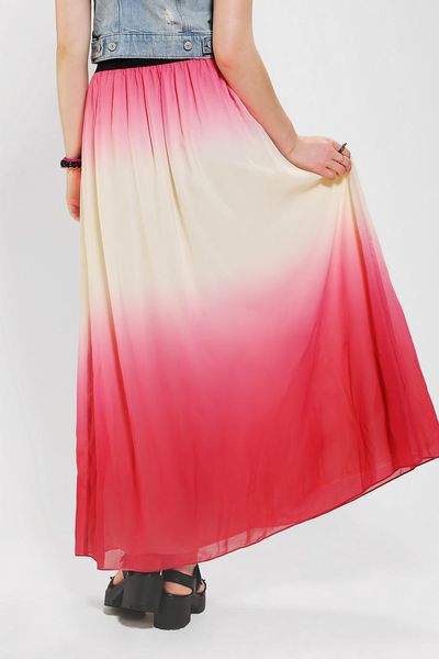 Urban Outfitters Sparkle Fade Silky Ombre Maxi Skirt In Pink Lyst 7961