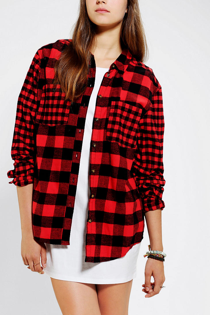 Urban Outfitters Bdg Frankie Boyfriend Flannel Shirt in Red | Lyst