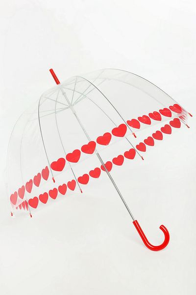 Urban Outfitters Heart Trim Bubble Umbrella in Red (RED MULTI) | Lyst