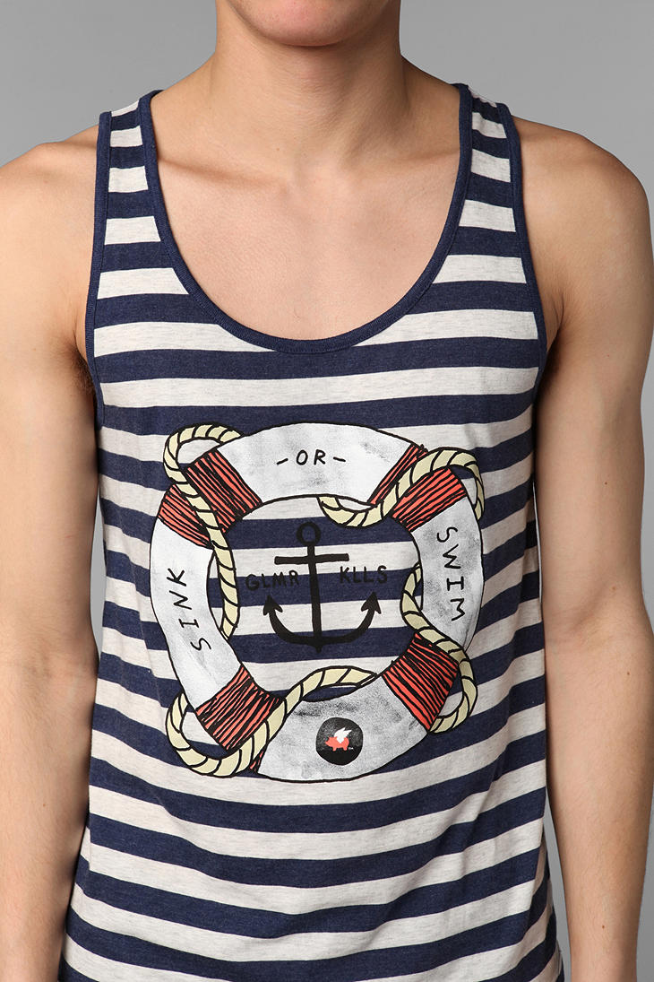 Urban Outfitters Glamour Kills Sink Or Swim Striped Tank Top in White