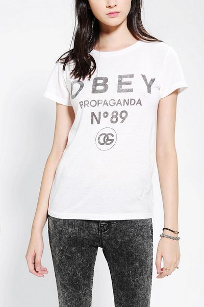 Urban Outfitters Obey Number 89 Tee in White - Lyst