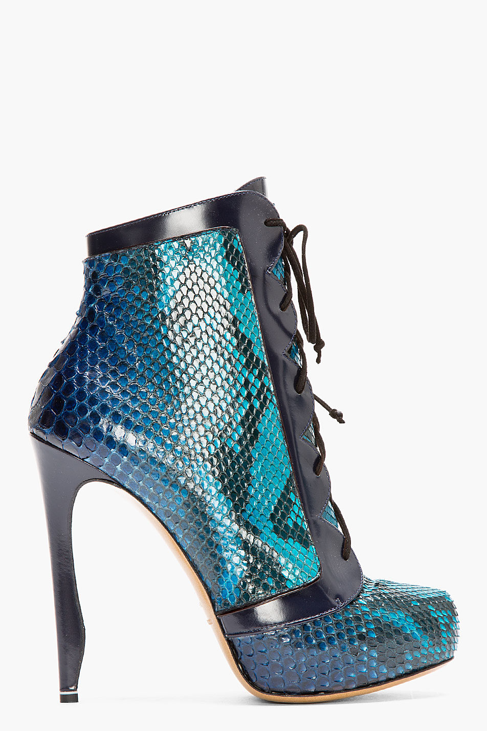 snakeskin tie up boots