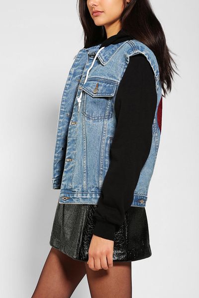 Urban Outfitters Unif No You Hooded Denim Jacket in Blue (BLUE MULTI ...