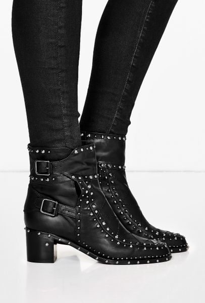 leather studded ankle boots